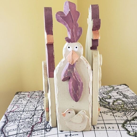 Vintage Tri-Fold 3 Hen/Rooster Set of 2 - Picture 9 of 10